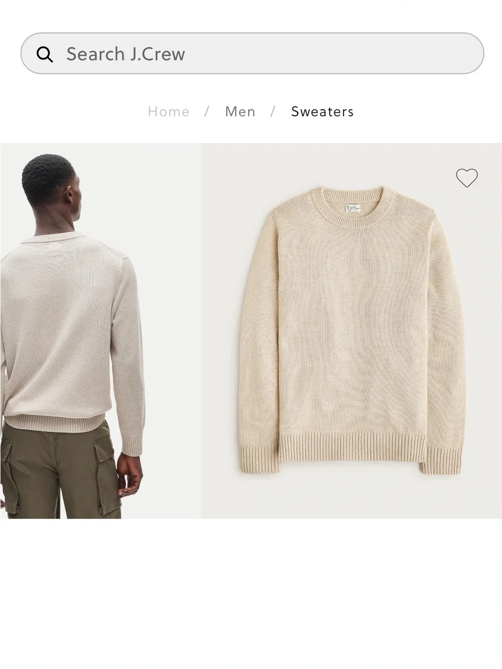 J. Crew Men’s Heritage Cotton Crewneck Sweater in Light Beige